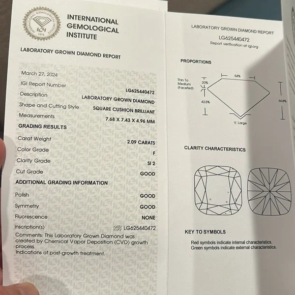 2 carat cushion cut diamond 14k solid - Picture 10 of 11